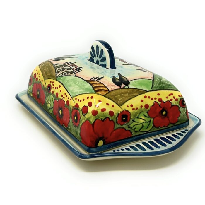 Butter dish landscape poppies - Image 2