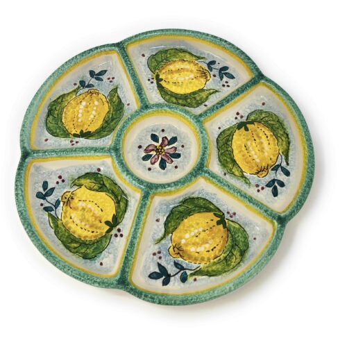 Appetizer tray Lemons white background