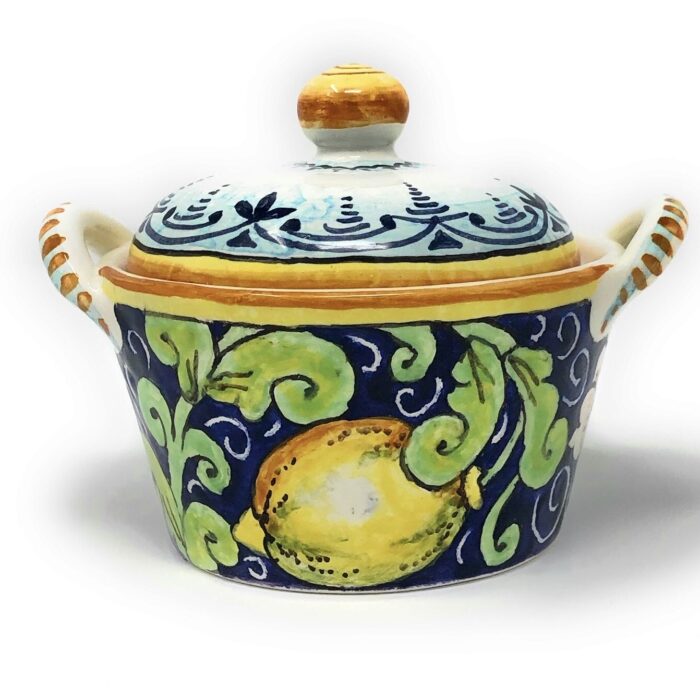 Cheese-sugar bowl Lemons blue background - Image 3