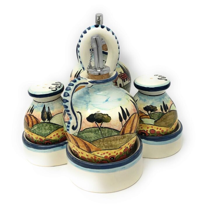 Cruet set oil vinegar salt pepper - Image 2