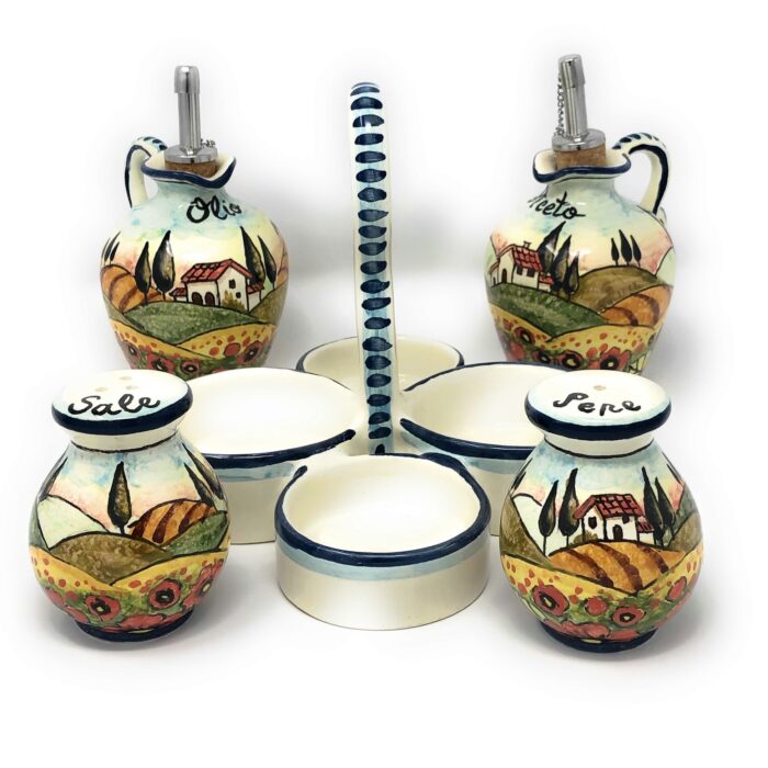 Cruet set oil vinegar salt pepper - Image 3