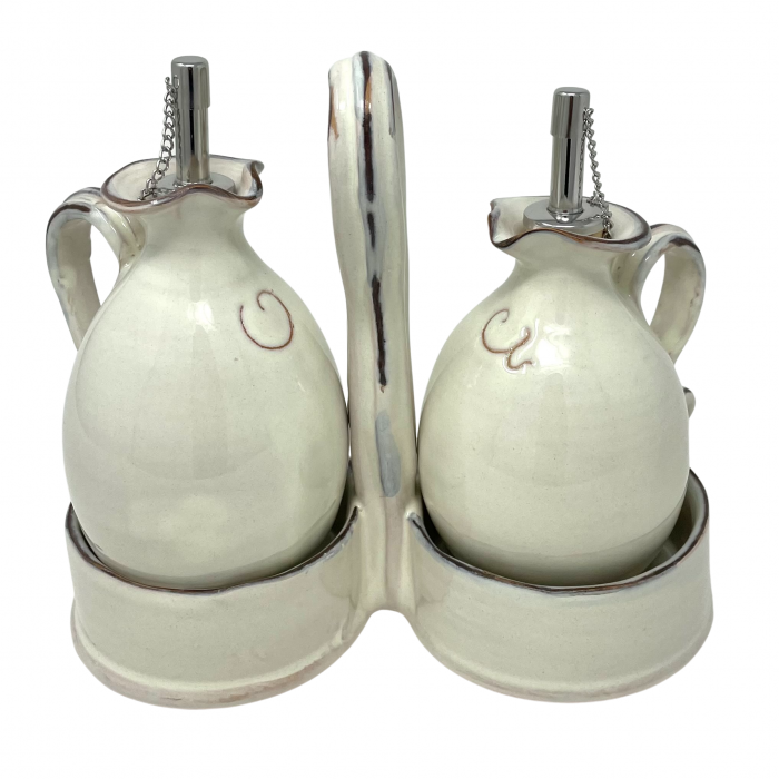 Cruet set oil and vinegar rustic shabby